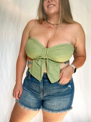 Lola bow tube top, green