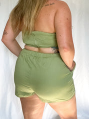 Lola elastic waist shorts, green