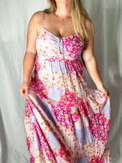 Eloise patchwork maxi dress, pink