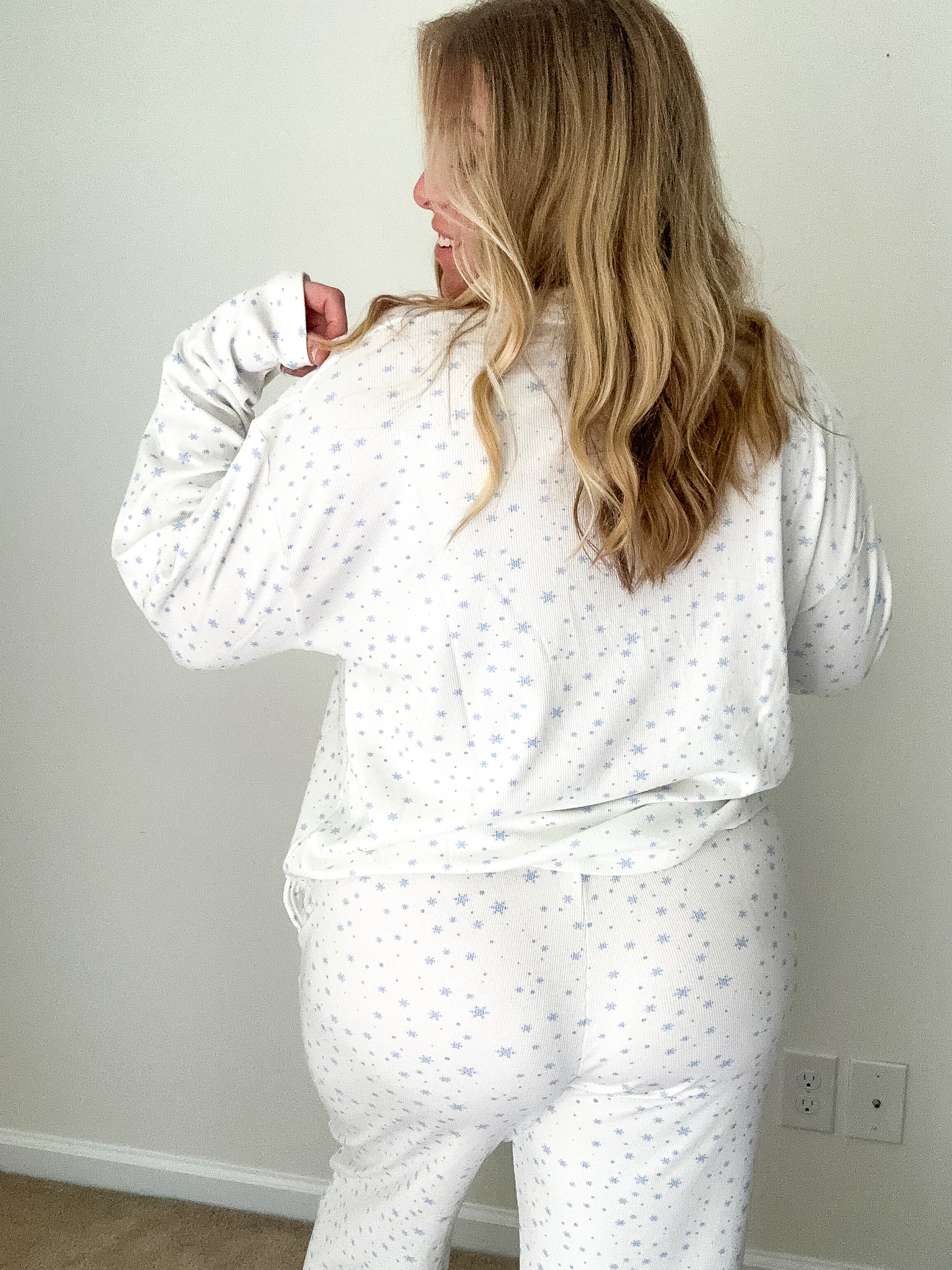 Snowflake Long Sleeve Pajama Top