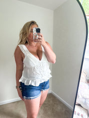 Heirloom Lace Trim Top, White