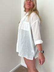 Bayside Cotton Button-Down Shirt, White