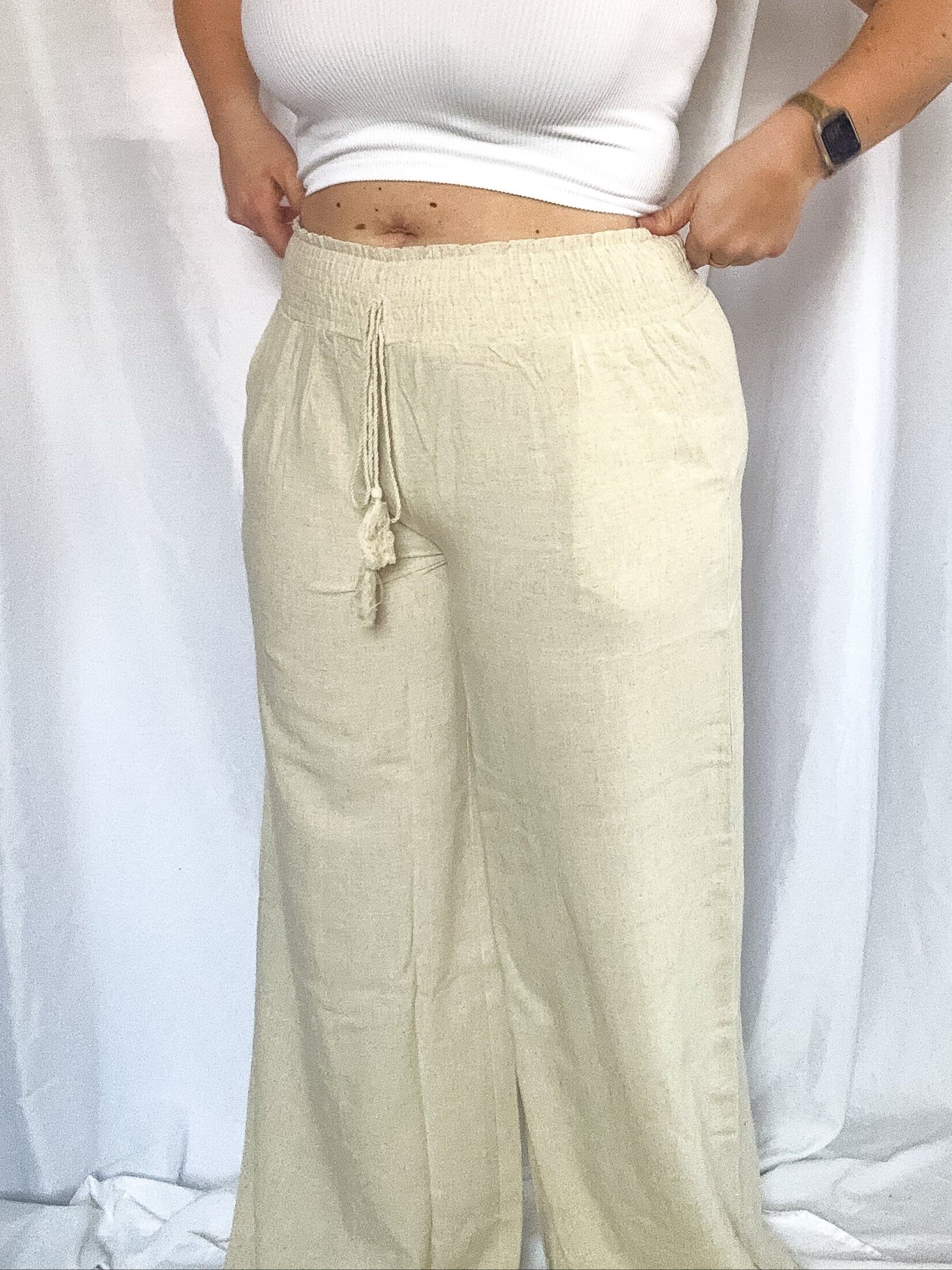 Tallulah Linen Pants, oatmeal