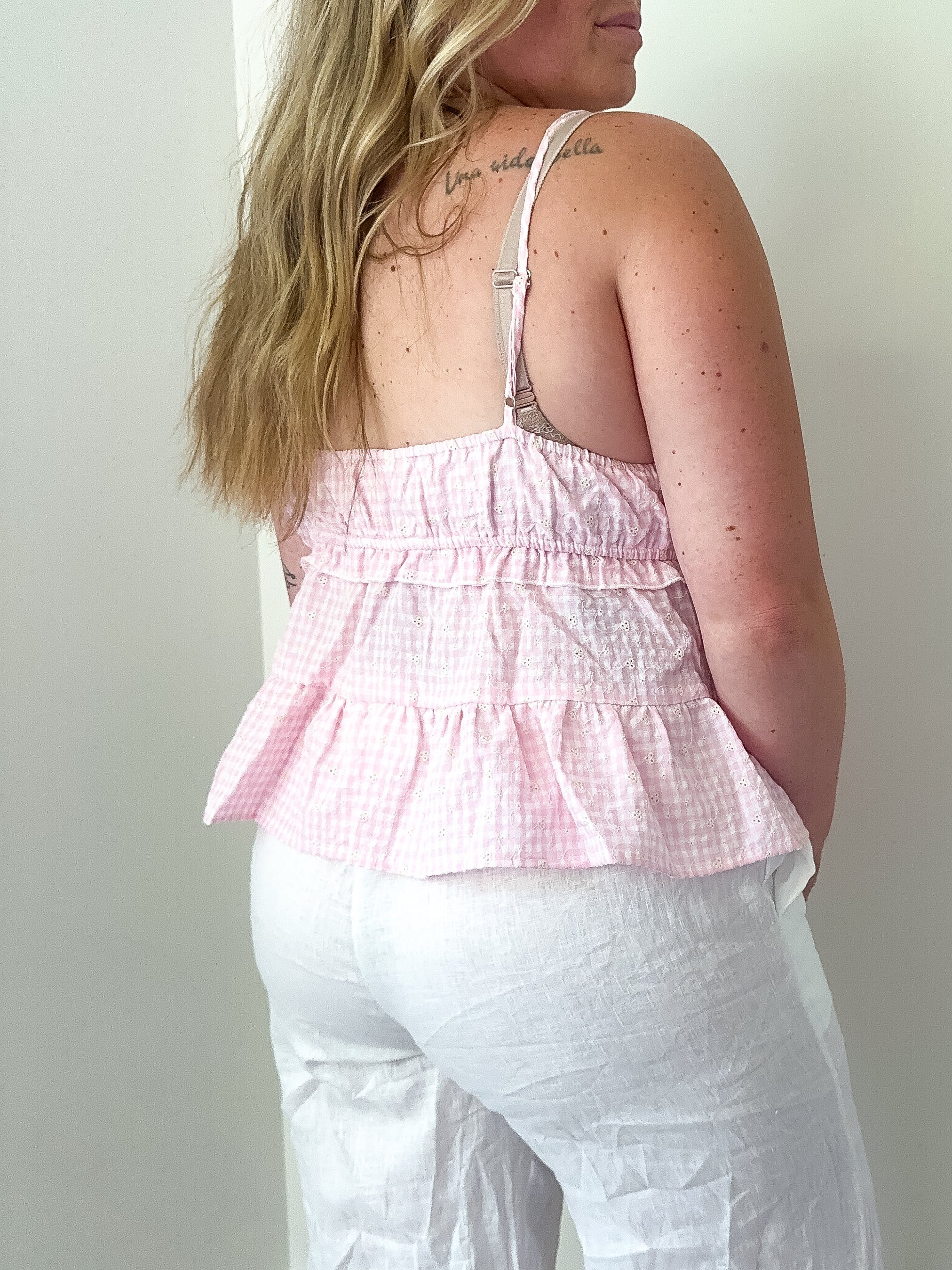 Coastal Picnic Babydoll Tiered Top, Pink