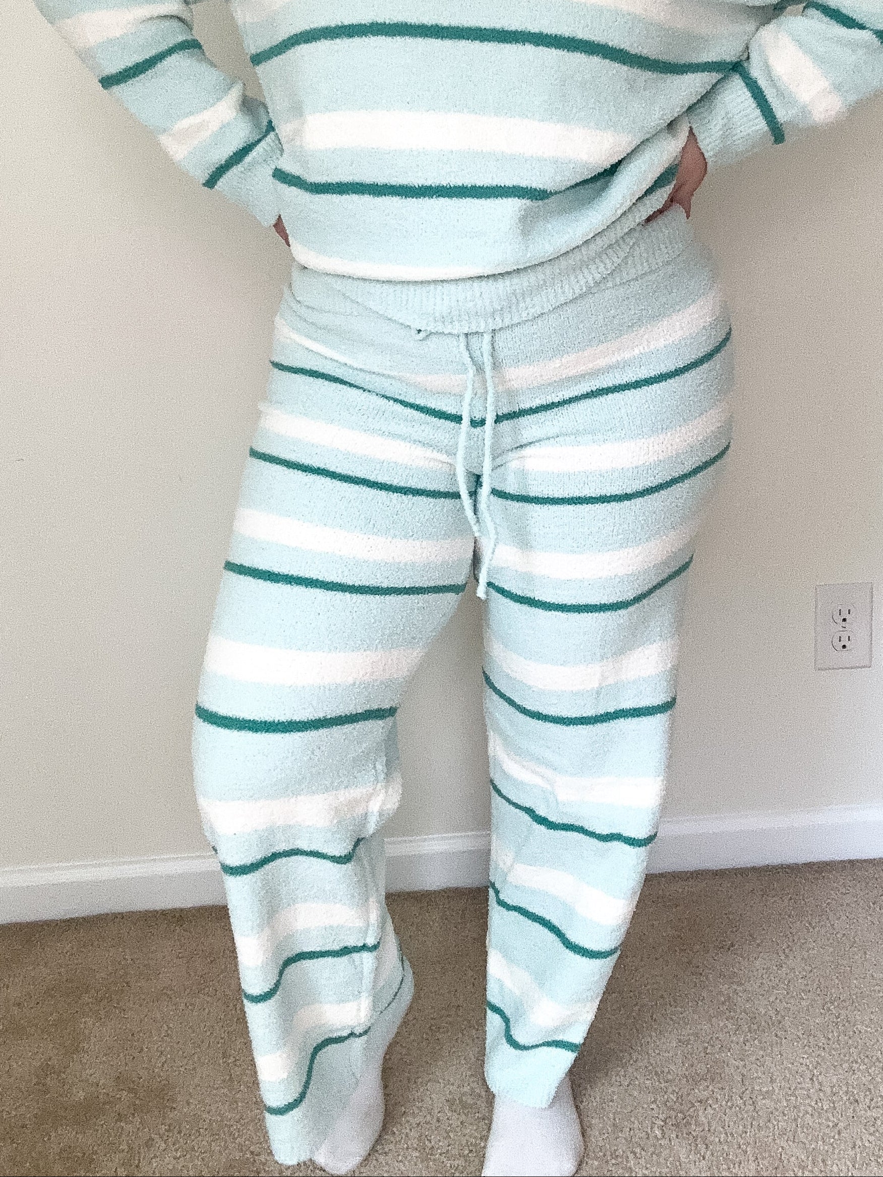 Sunday Morning Wide-Leg Sweater Pants, Mint