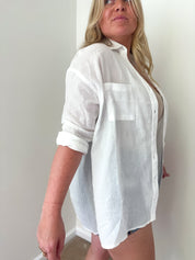 Bayside Cotton Button-Down Shirt, White