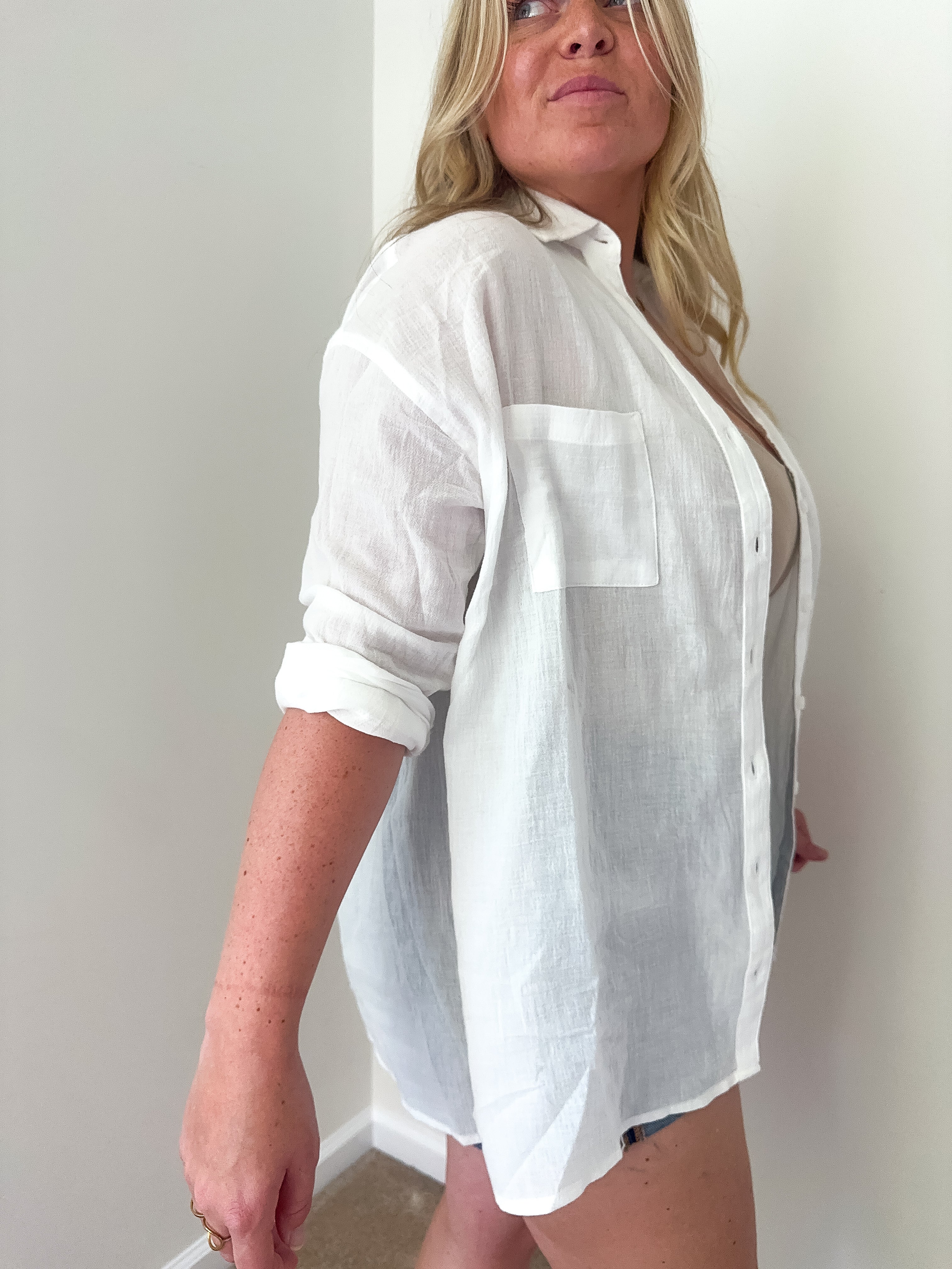 Bayside Cotton Button-Down Shirt, White