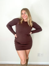Maren pointelle sweater dress, brown