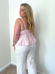 Coastal Picnic Babydoll Tiered Top, Pink