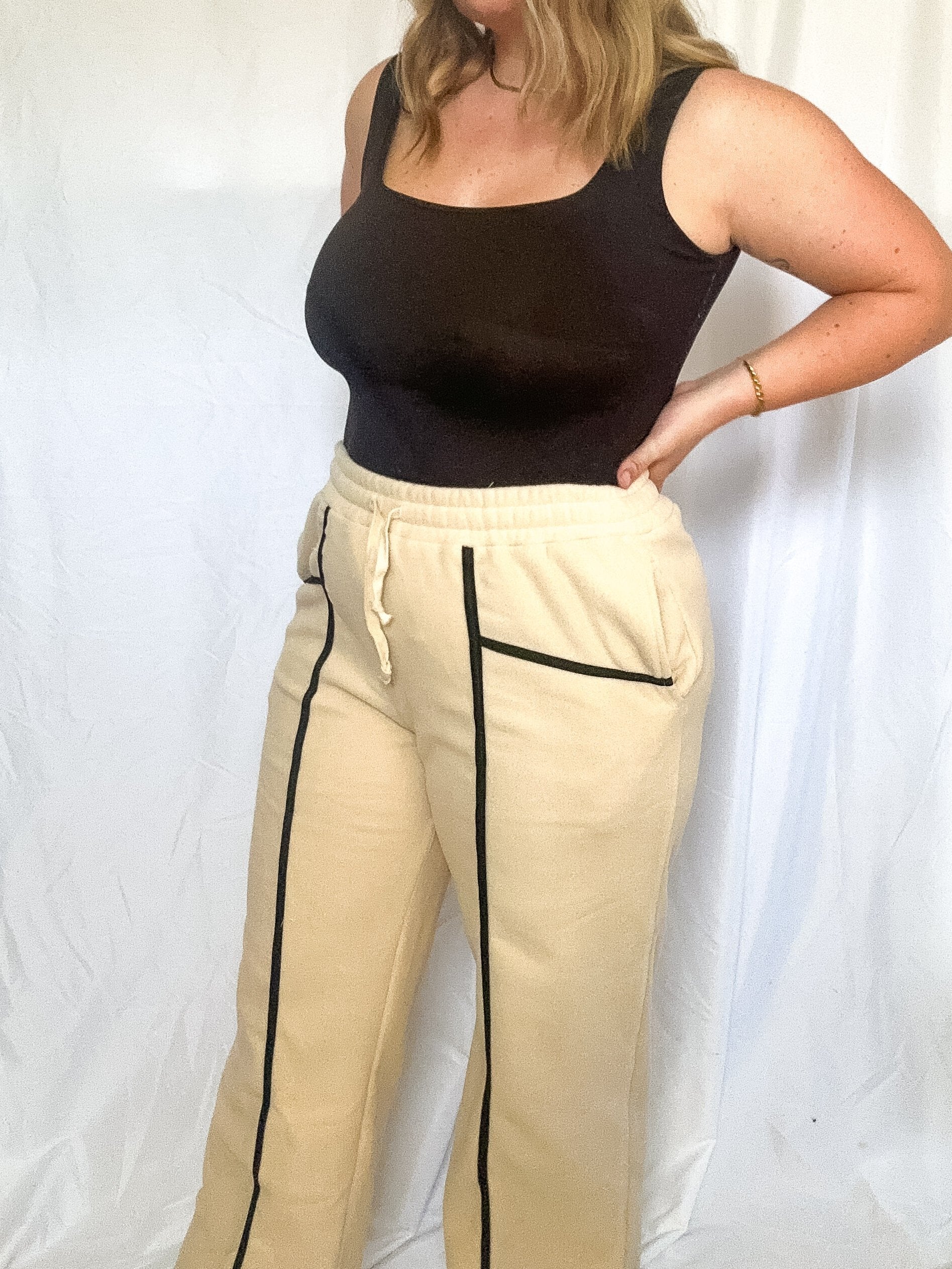 Katy fleece lounge pants, ivory