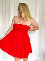 Dune Dancer Babydoll Tube Dress, red