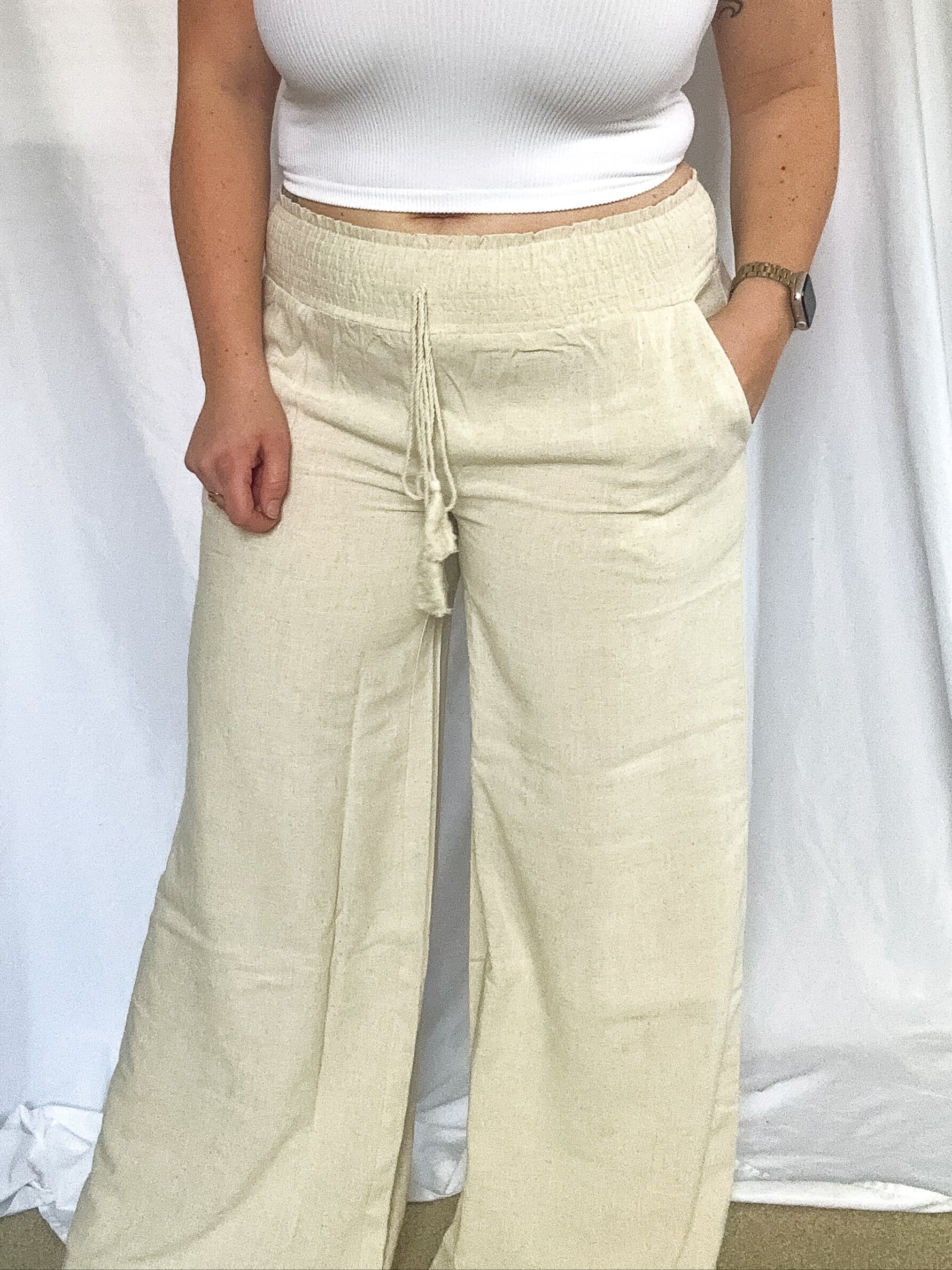 Tallulah Linen Pants, oatmeal