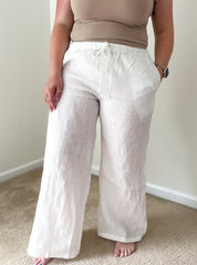 Breezy Linen Wide-leg Pant, white