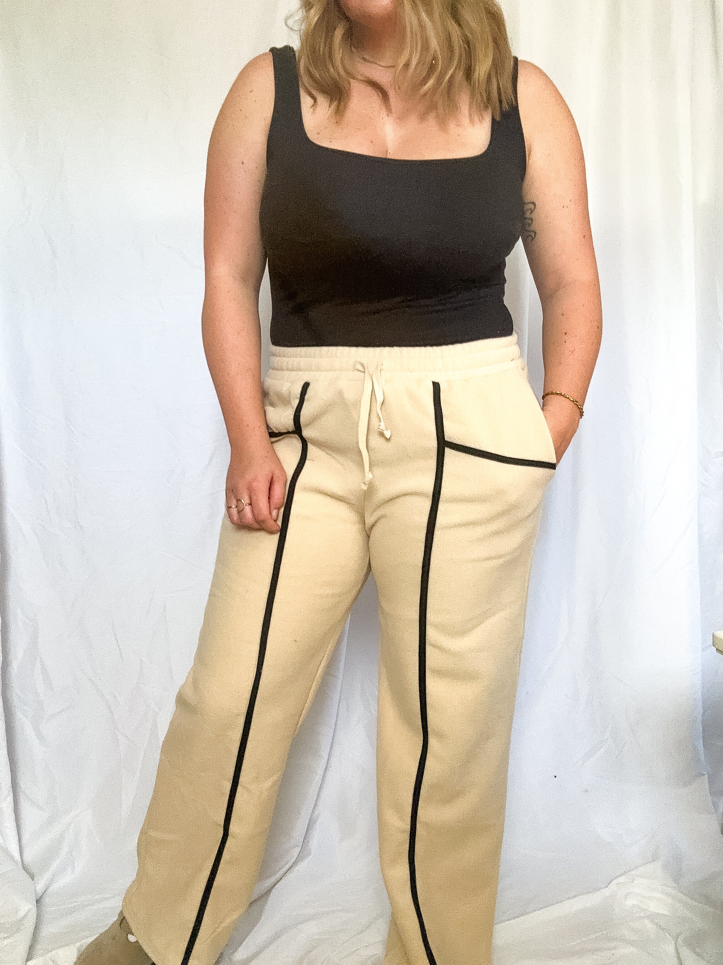 Katy fleece lounge pants, ivory