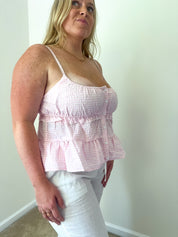 Coastal Picnic Babydoll Tiered Top, Pink