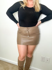 Mandy Pleather Skirt, brown