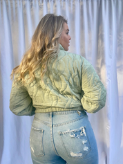 Outer Banks quilted crop jacket, sage