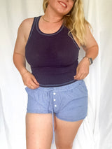 Coastal Stitch ribbed tank, navy