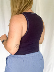Coastal Stitch ribbed tank, navy