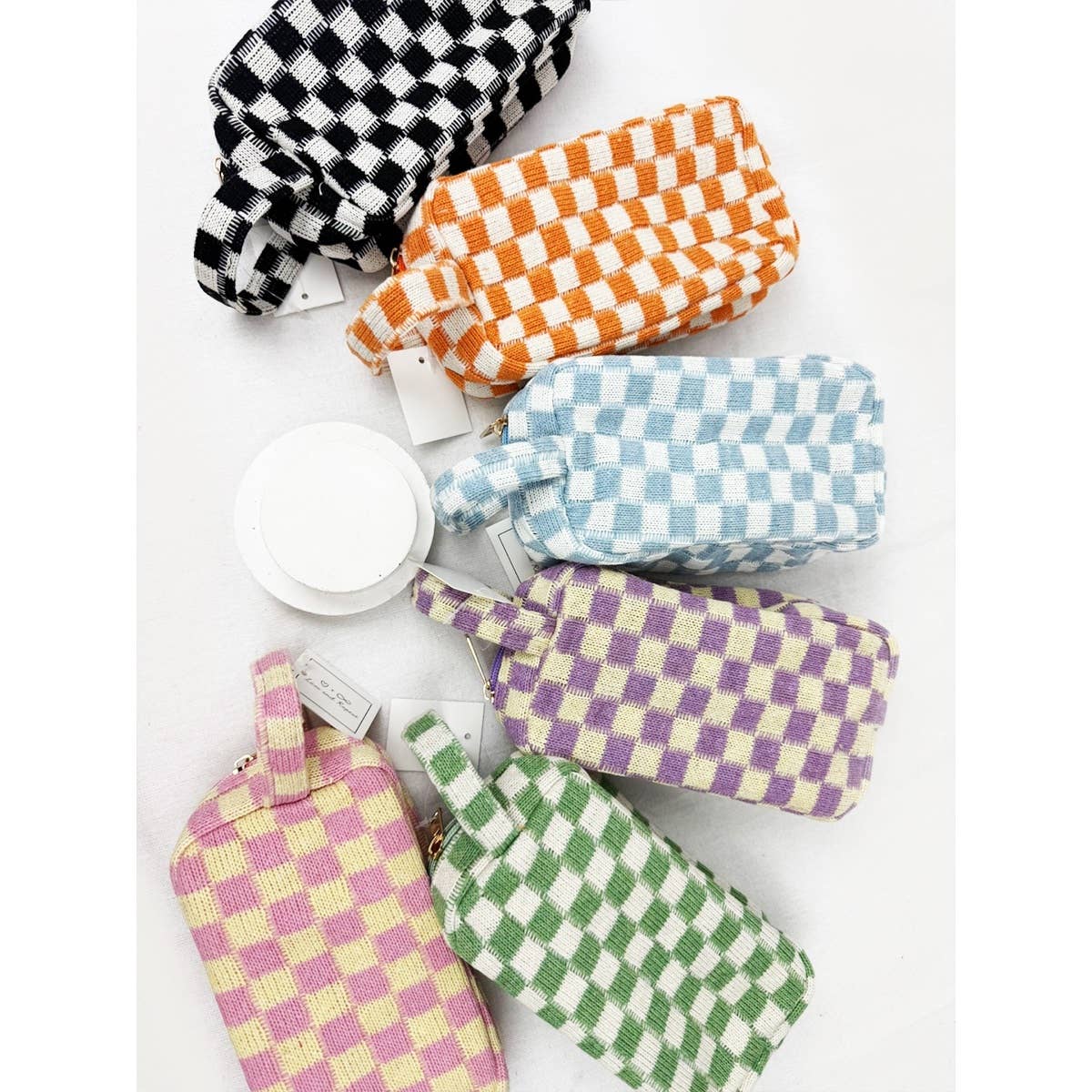 Jetset Checkered Cosmetic Bag with handle