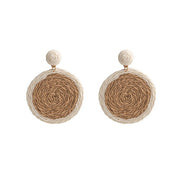 Straw Woven Round Earrings