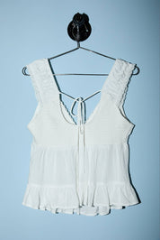 Heirloom Lace Trim Top, White