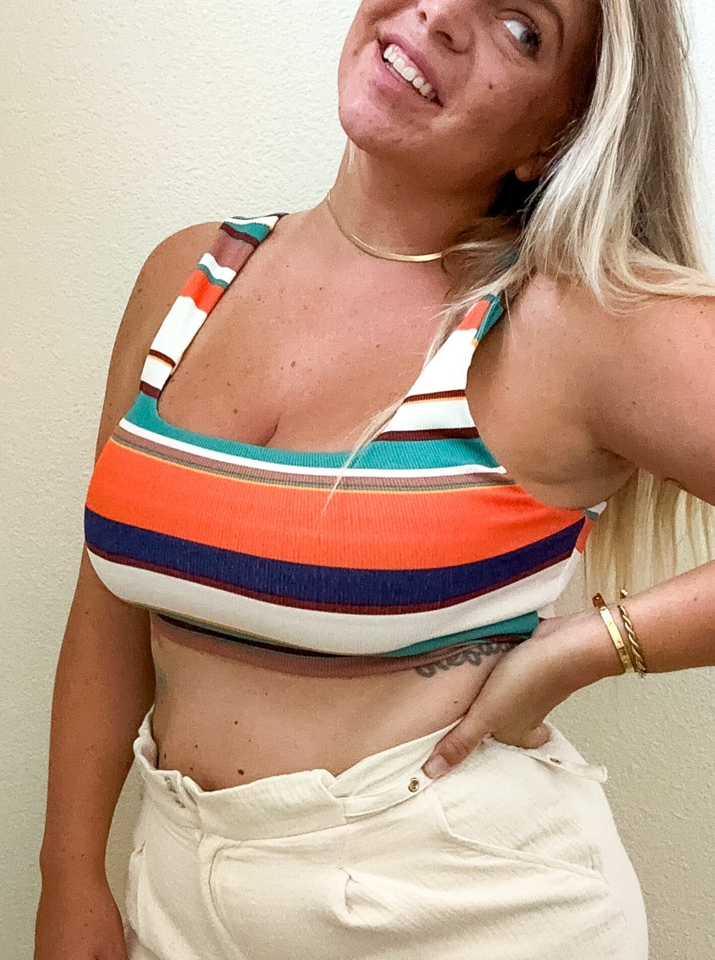 San Jose cropped tank top, orange multi