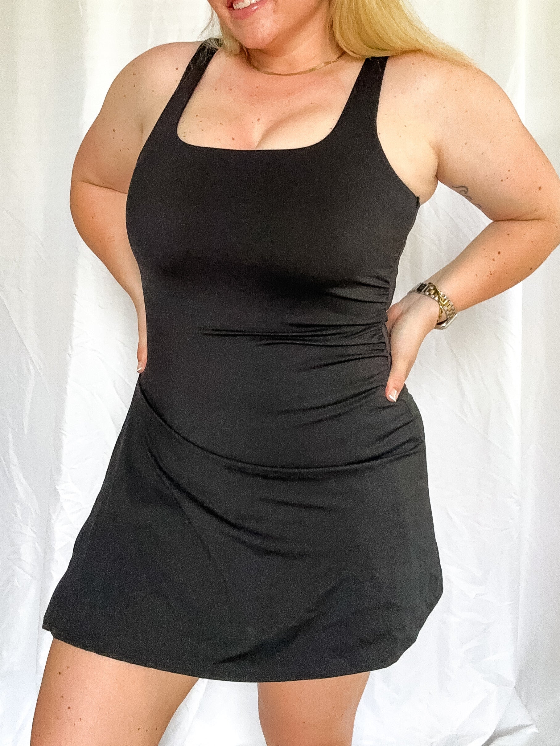 Sunset Sprint Cutout Back Sporty Dress, black