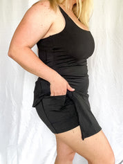 Sunset Sprint Cutout Back Sporty Dress, black
