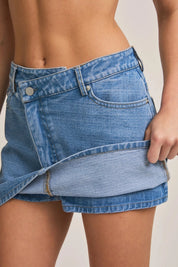 The Jetty mid rise denim skort, medium wash