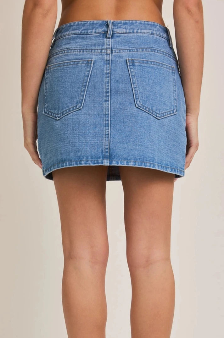 The Jetty mid rise denim skort, medium wash