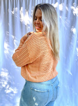 Sunset Blvd mixed pattern sweater, orange
