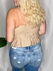 Kaity Tie Strap Crop Top, nude
