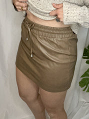 Mandy Pleather Skirt, brown