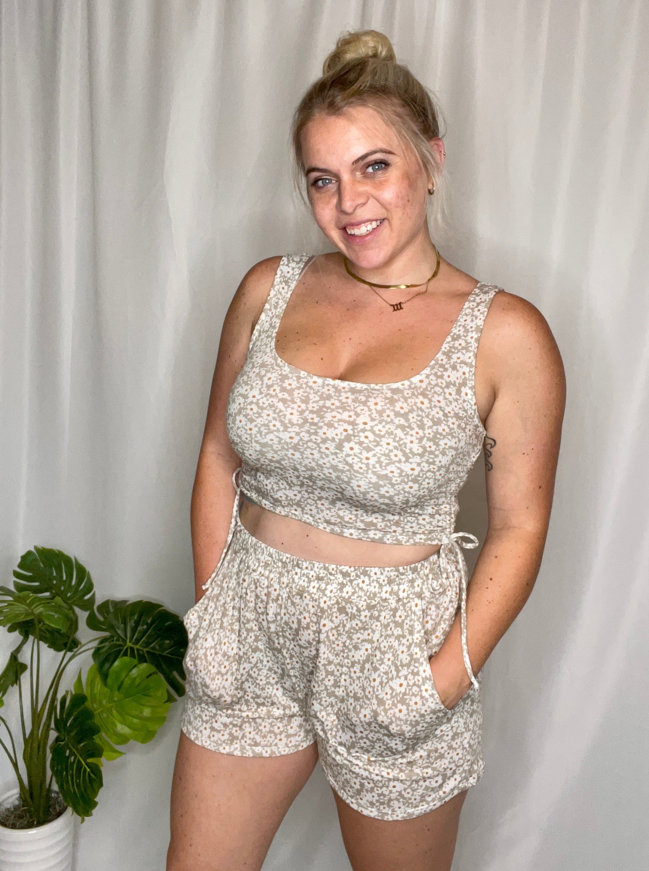 Sundazed Floral Short Set, beige