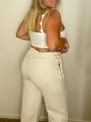Yacht Club wide leg pants, cream