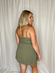 Caught a Vibe mini romper, olive