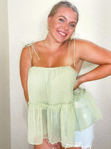 The Palms tie strap tank top, green