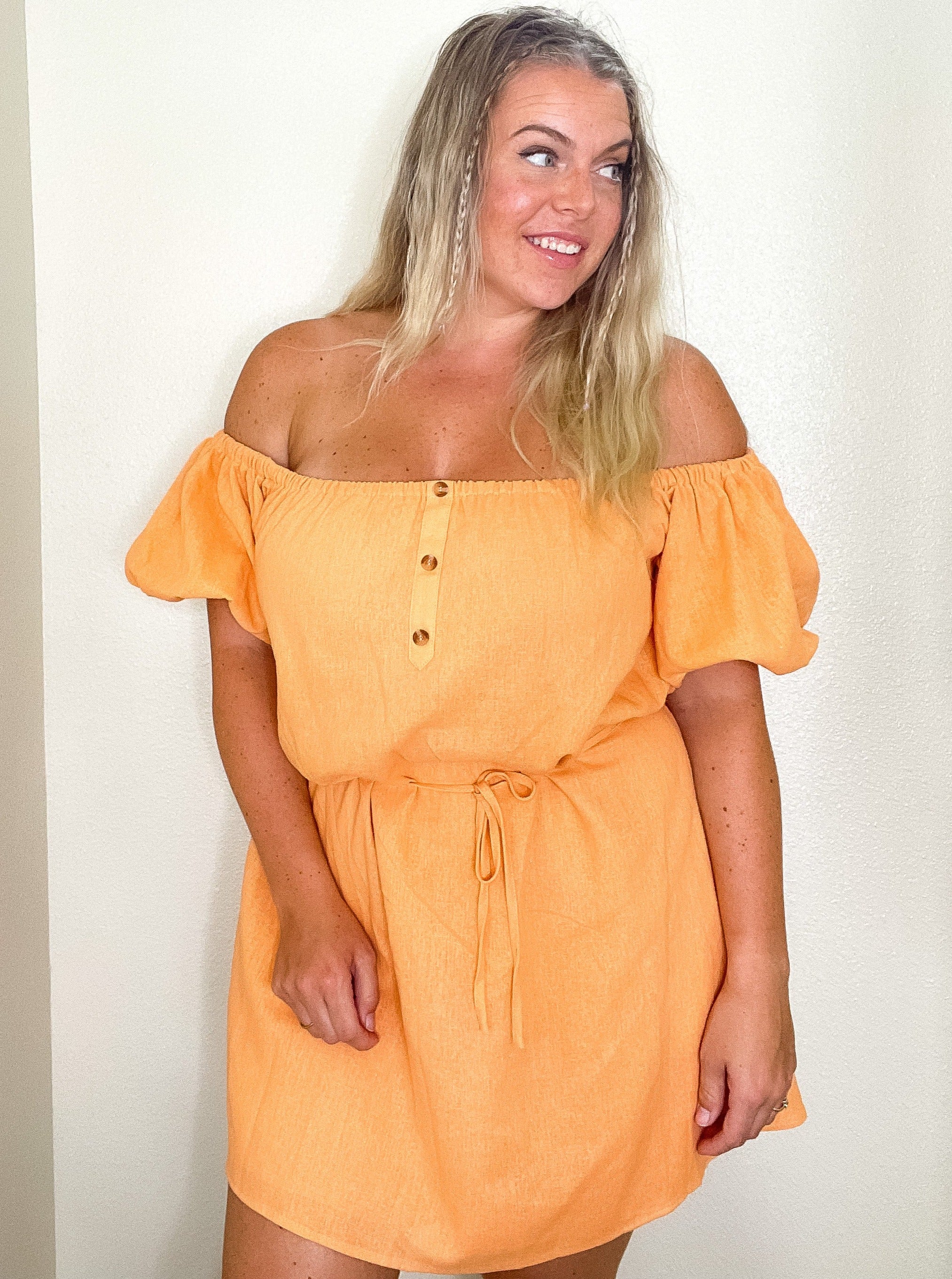 Kailua off shoulder dress, orange