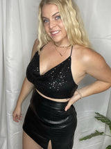 All Night Sequin Tie Top