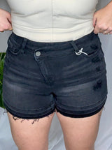 Vervet washed out denim shorts, black