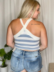 Cool for the Summer striped halter tank, blue