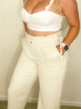 Yacht Club wide leg pants, cream