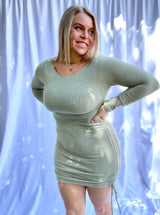 Franco longsleeve ruched dress, olive